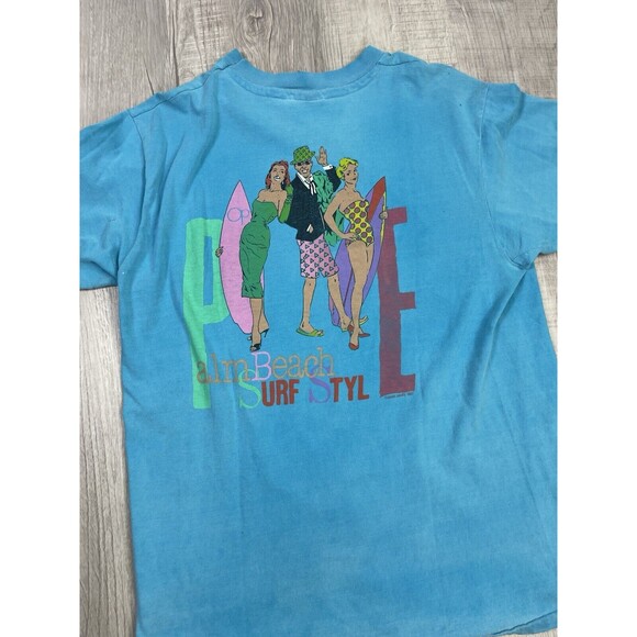 Vintage 80s Ocean Pacific Frank Sinatra Shirt Large Surf Comp Blue Beach Rare V - Picture 9 of 14